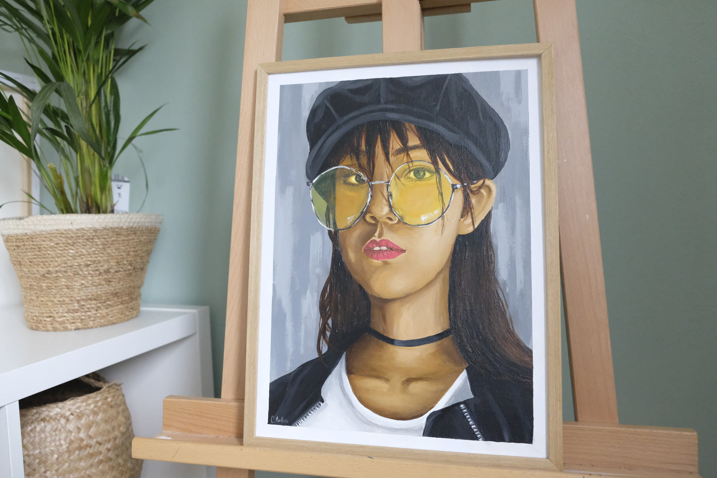 „Lady with Glasses“- Erstes Porträt mit Acrylfarben