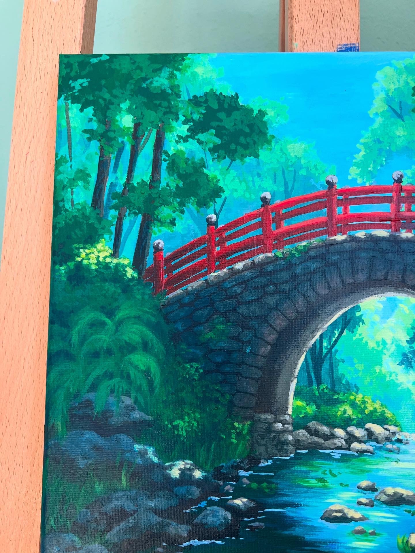 Die Brücke am Fluss 30x40cm