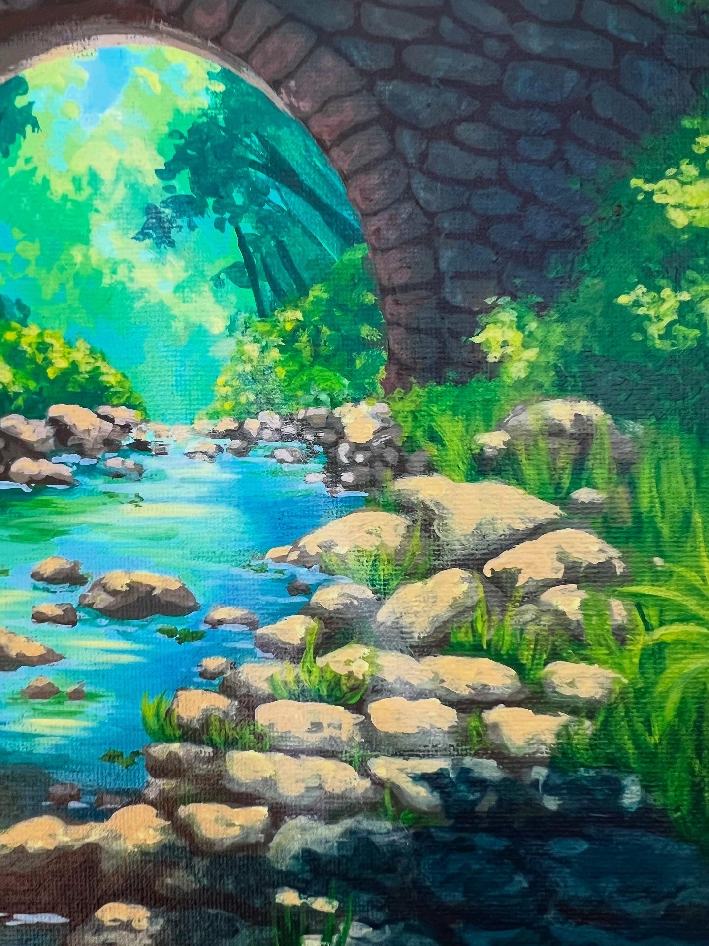 Die Brücke am Fluss 30x40cm