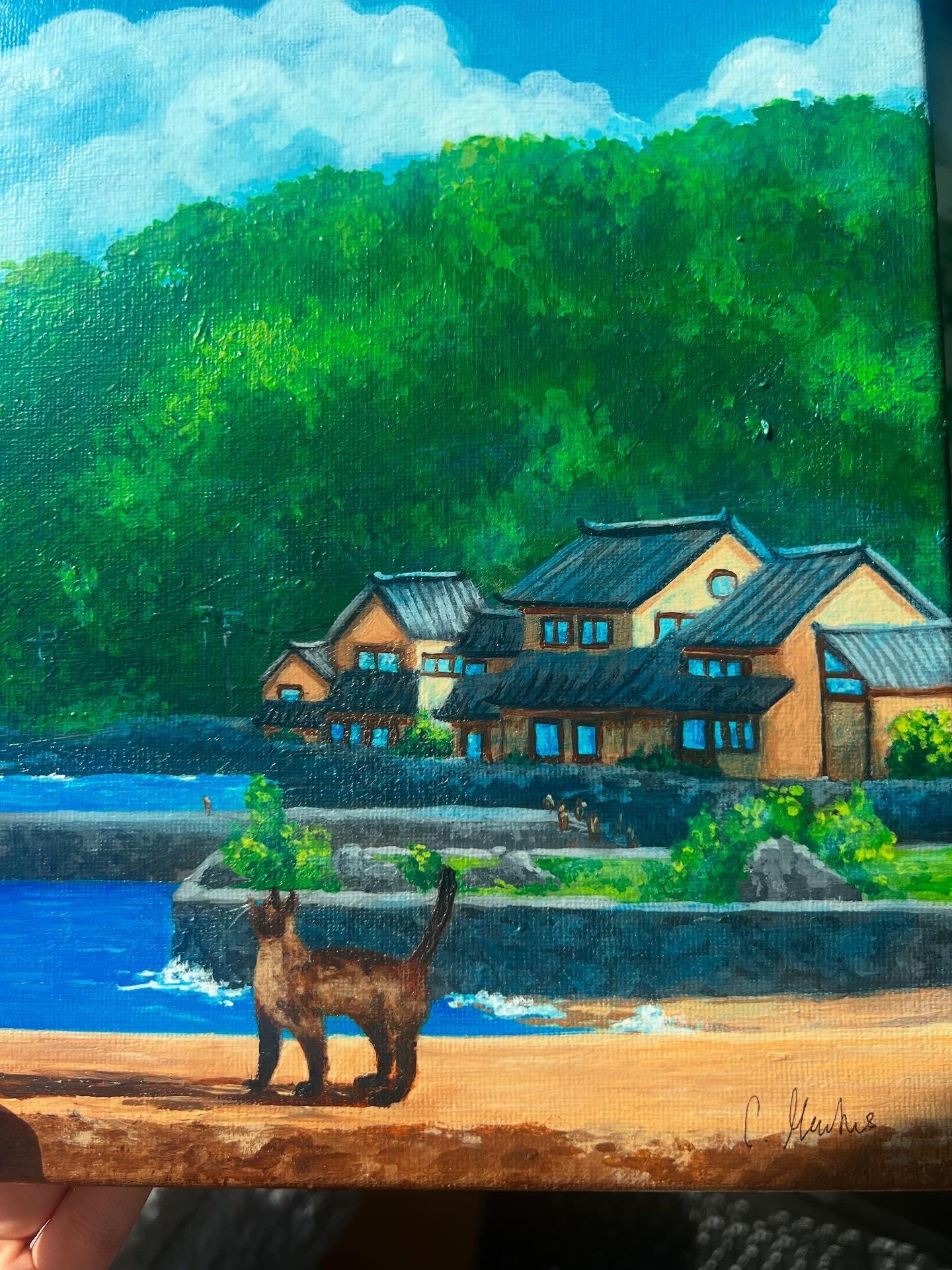 Begegnung auf dem Heimweg 30x40cm