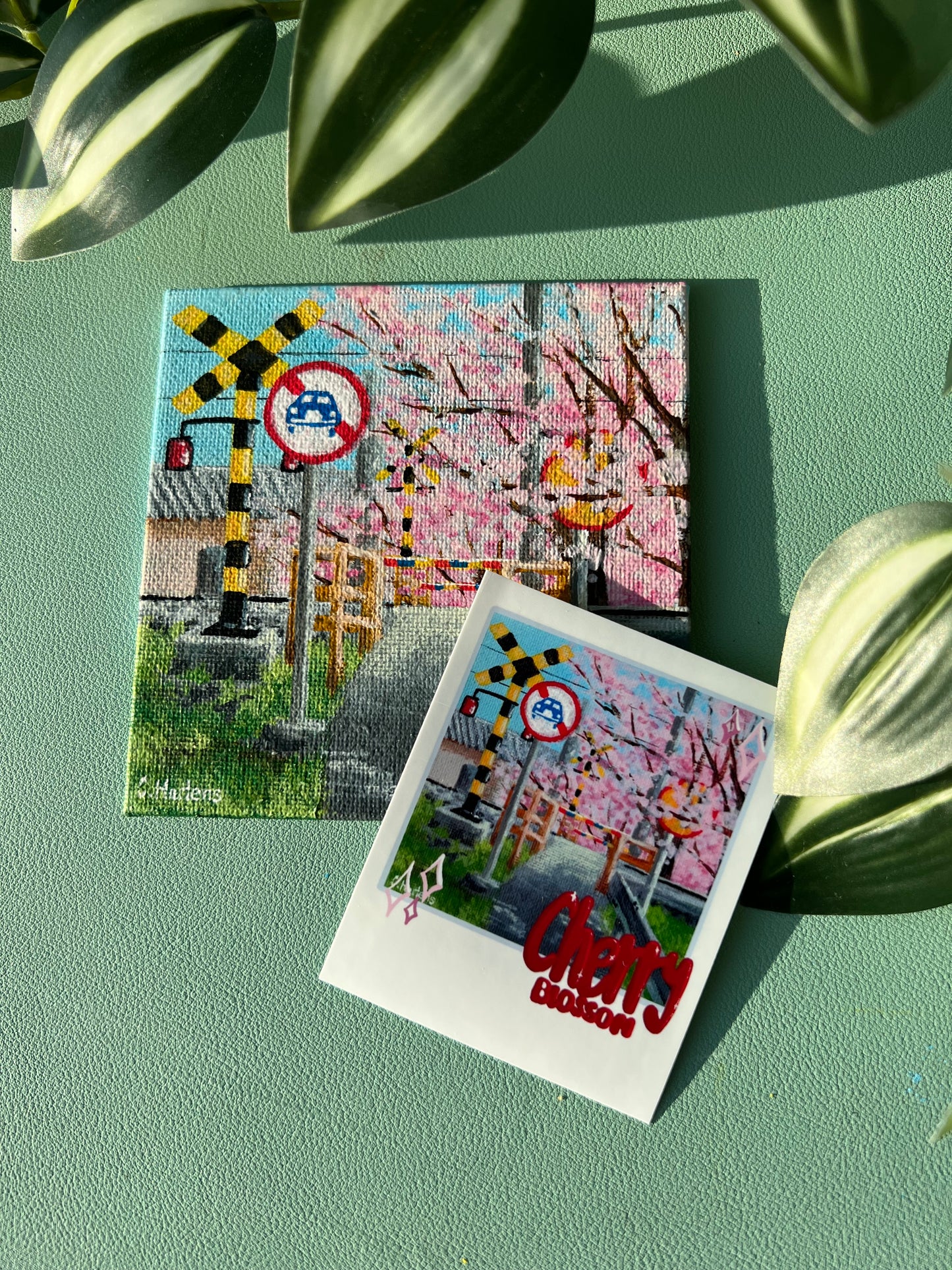 „Bahnübergang mit Kirschblüten“