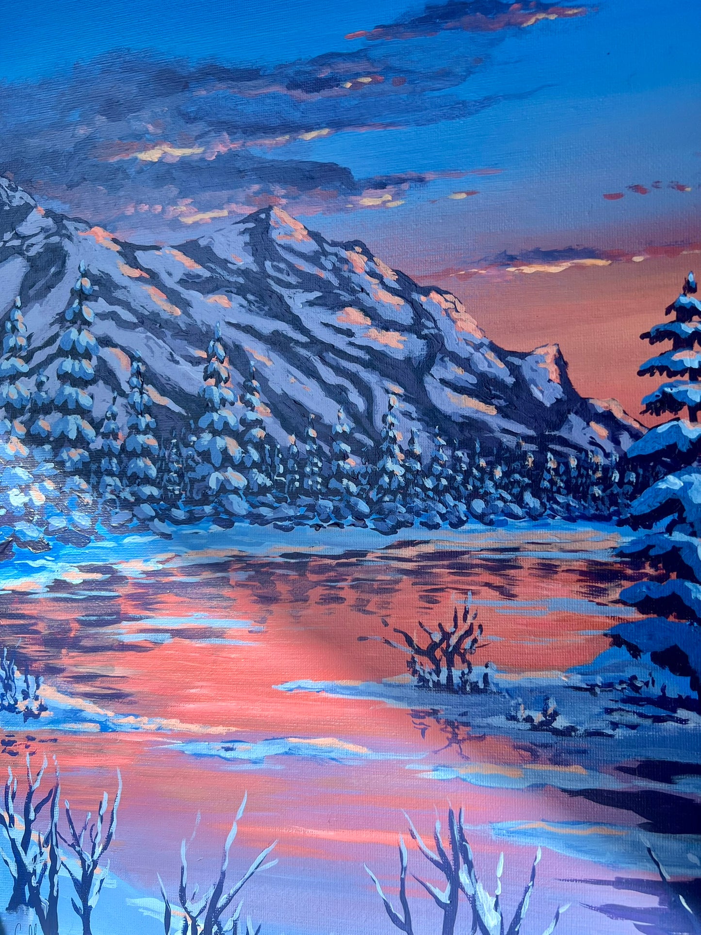 Bergsee im Winter 30x40cm