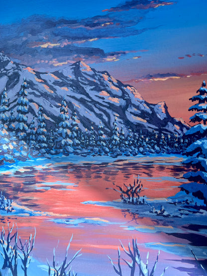 Bergsee im Winter 30x40cm