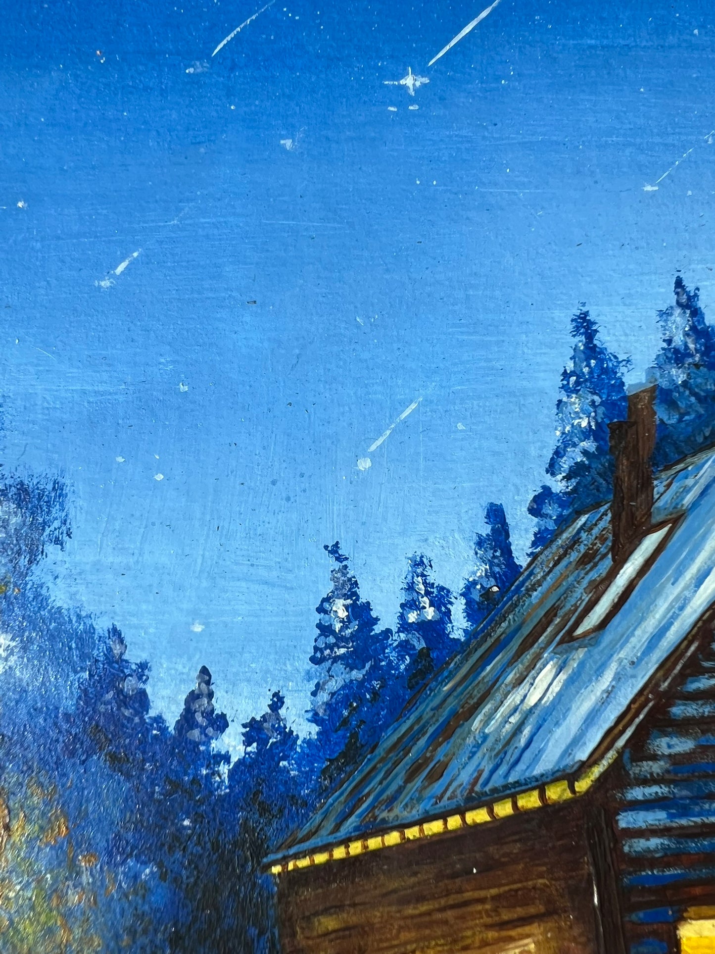 Hütte im Winterwald 30x40cm